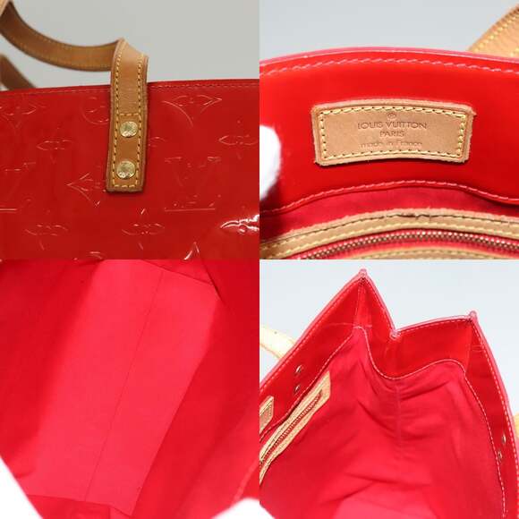 LOUIS VUITTON Monogram Vernis Reade MM Hand Bag Red Rouge M91086 - Picture 11 of 12